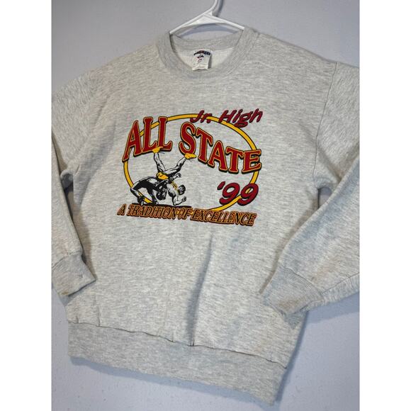 Vintage Wrestling Sweatshirt Mens Small Gray Jerzees Crewneck 90s - Picture 4 of 6